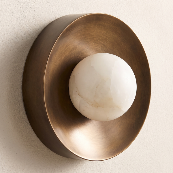 AX761 – Bronze & Alabaster Globe Wall Sconce