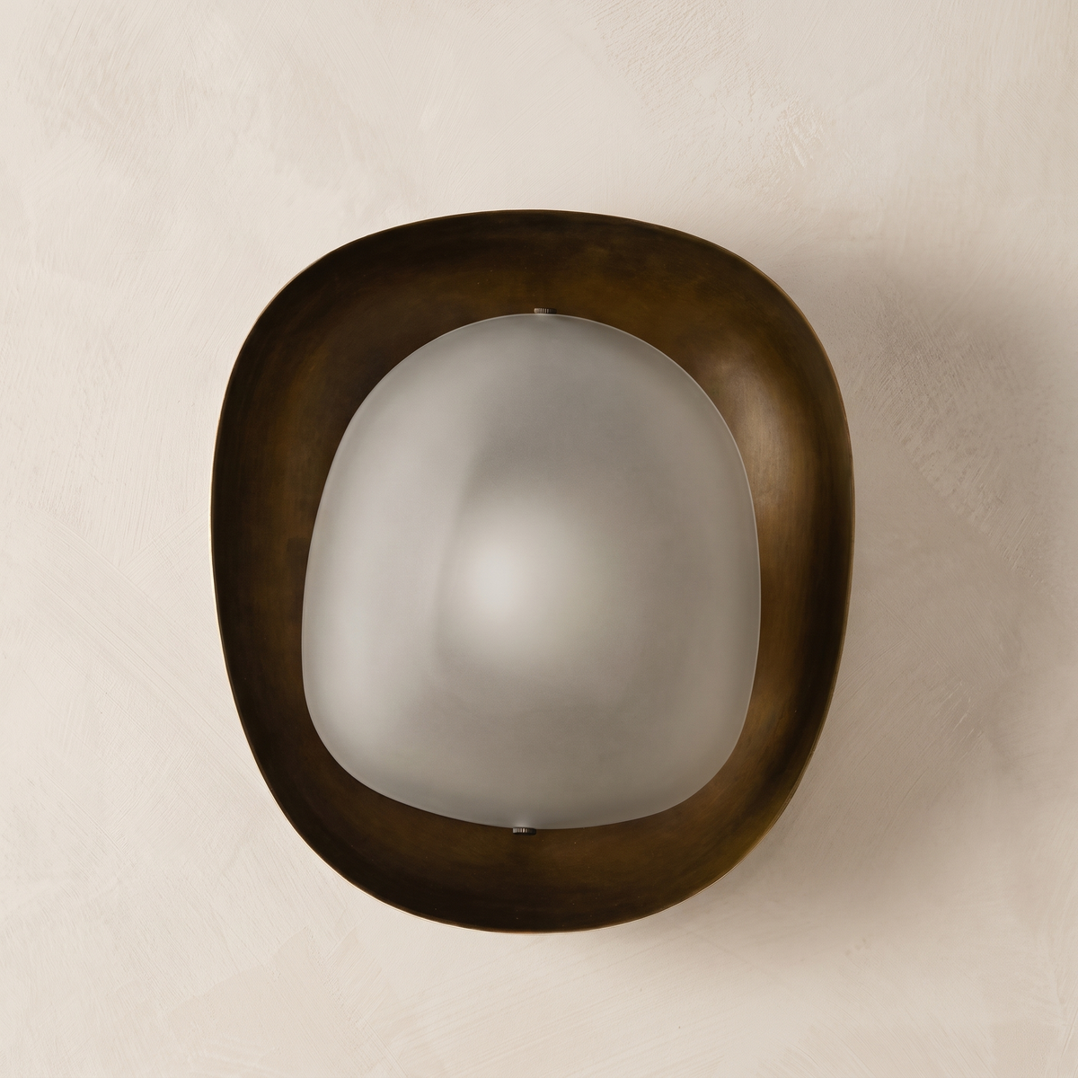 AX924 wall sconce unlit – aged bronze finish sculptural wall light with frosted glass, minimalist wall decor