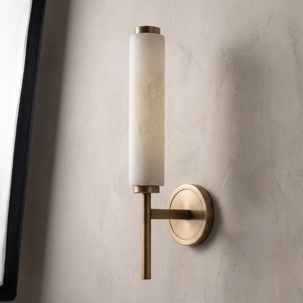AX290 – Tall Alabaster & Brass Wall Sconce